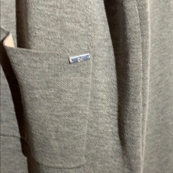 Calvin Klein Gray Open Front Long Knit Cardigan w/Contrast Color - Picture 5 of 10